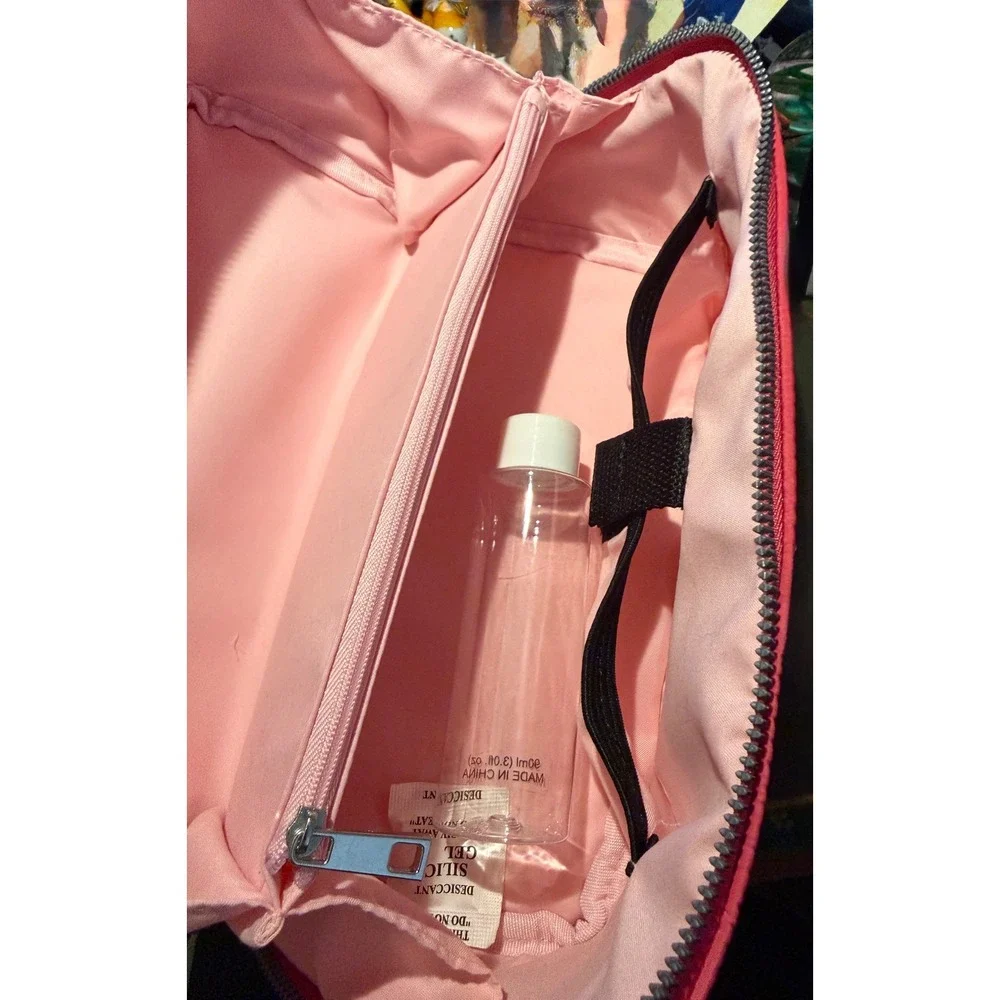 Pink Zip Around Travel Case Women OS Pink NEW Satin Finish Organizer
